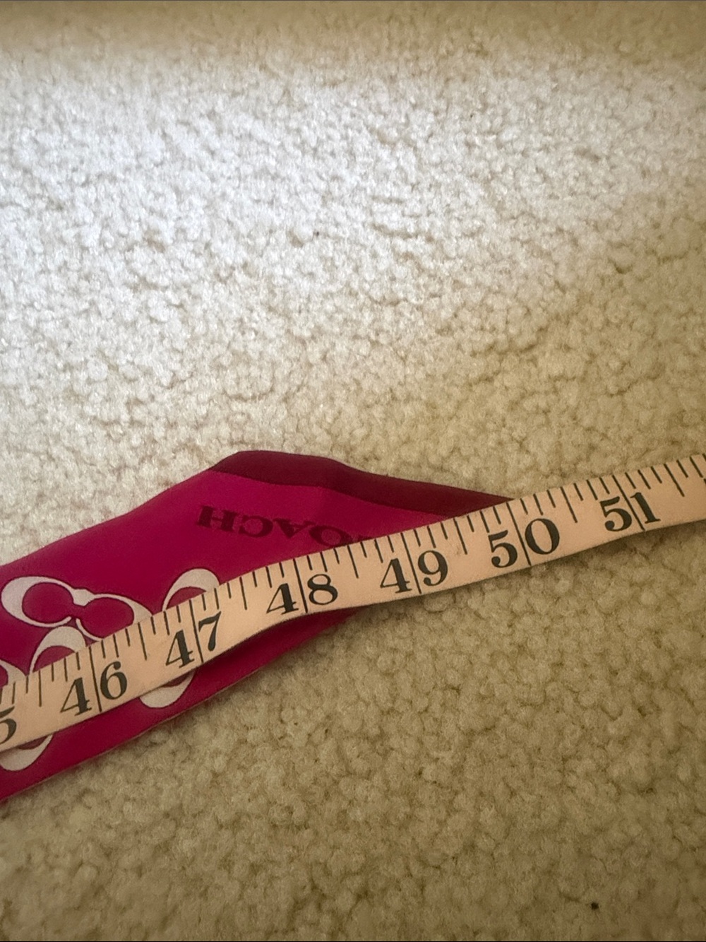 Coach Pink and Cream Signature Print Silk Skinny Scarf - Picture 5 of 6